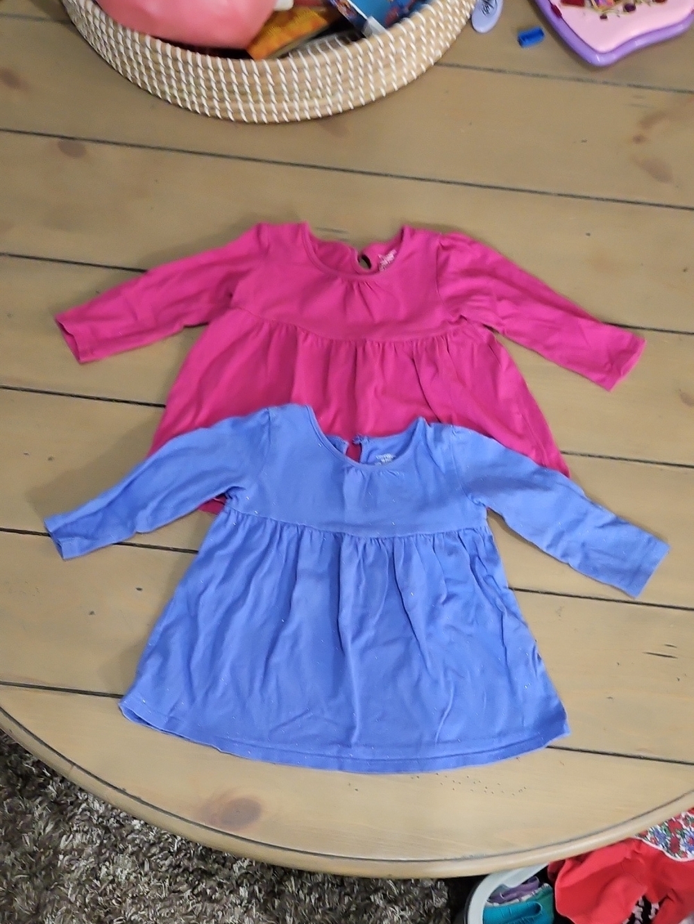 2 PACK Girls Long Sleeve Gathered Top - Pink & Purple